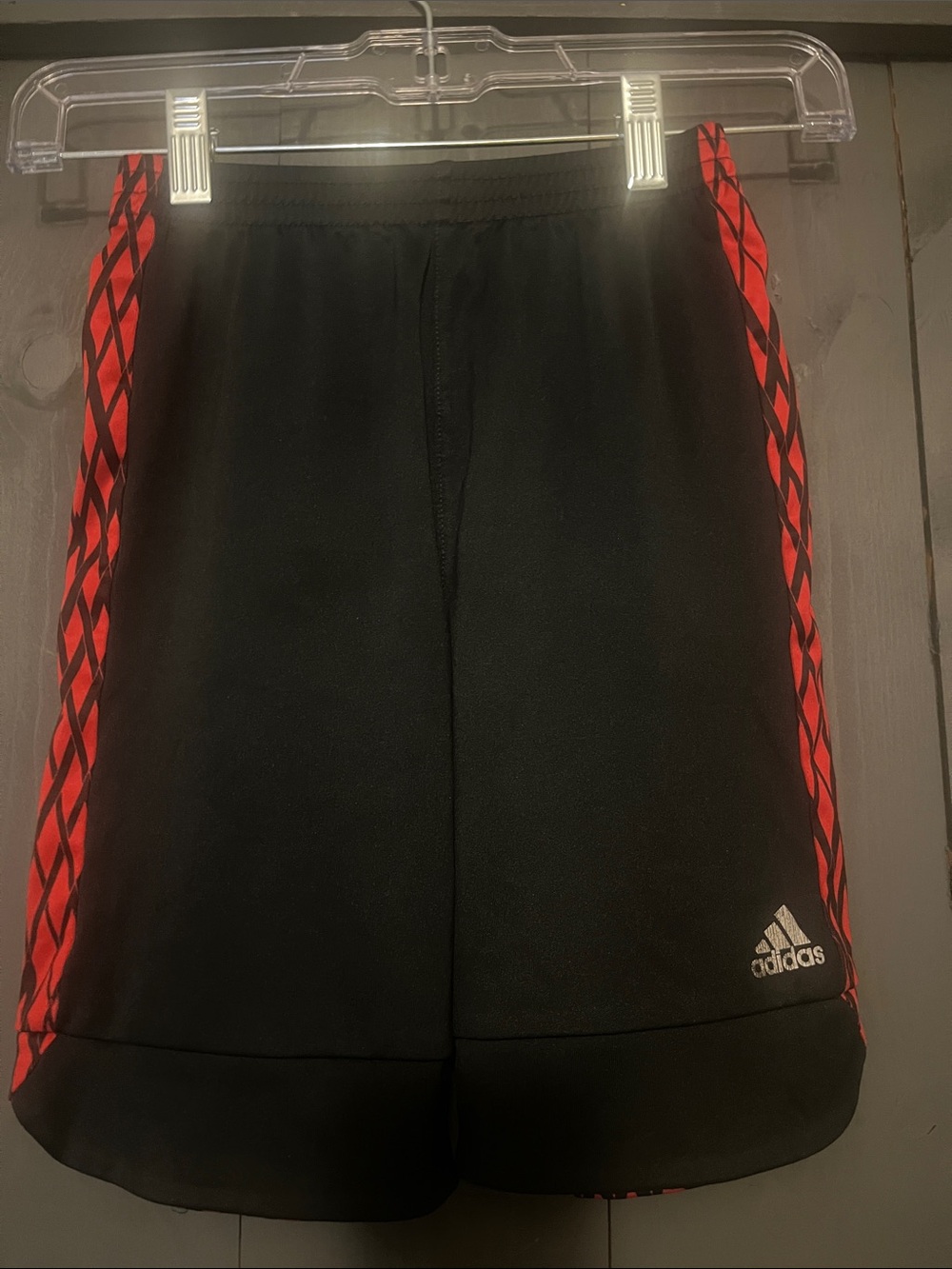 adidas Black Shorts with Red Patterned Side Panels